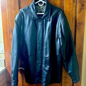 California L. A. Leather 20849 Vintage Black Soft Mid Length Jacket Size XL